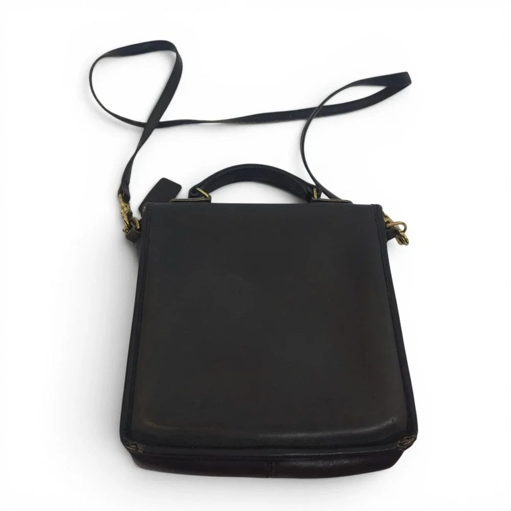 Coach Black Leather Satchel Gold Hardware Vintage #5130 Station Bag 1980s 1990s